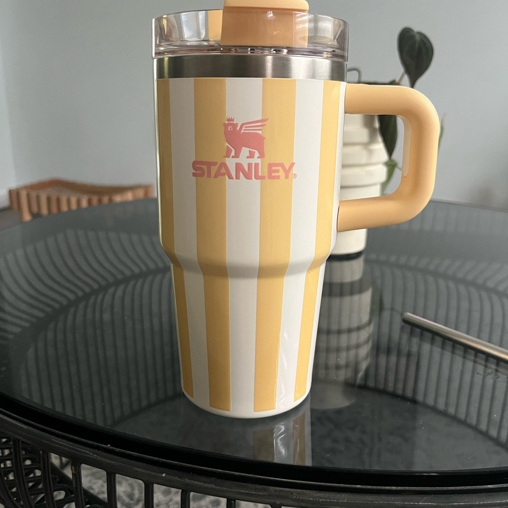 Stanley Yellow and White Striped Tumbler